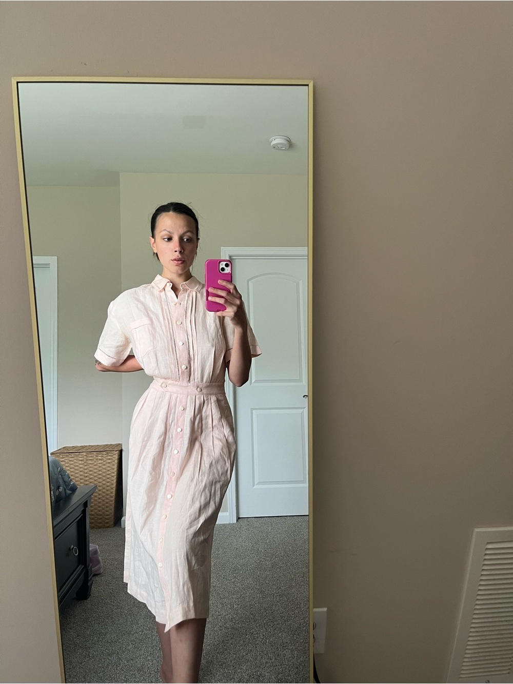 VTG 80s All Week Long Linen Button Front Midi/Maxi Dress Grandmacore Granola Gir